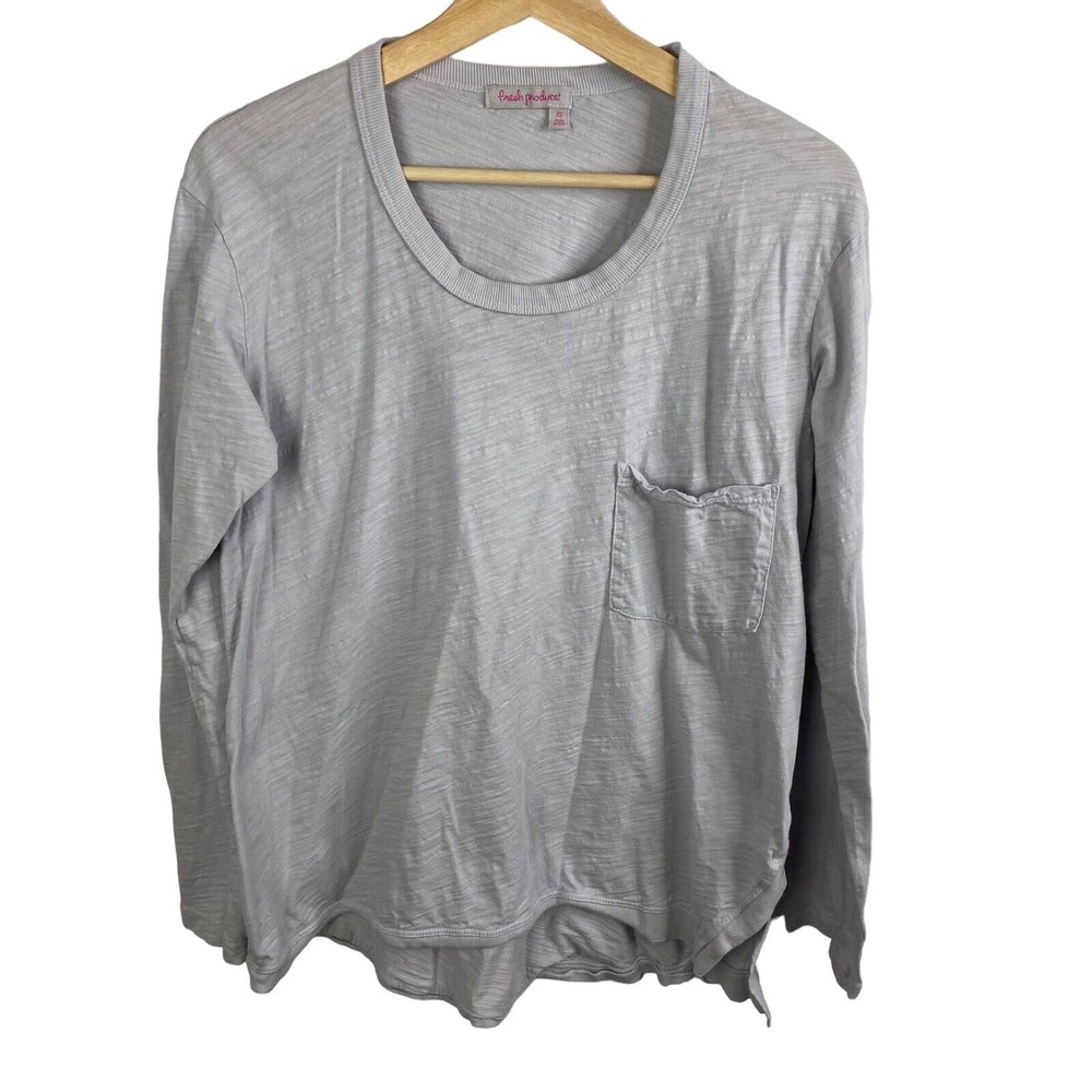 Fresh Produce Long Sleeve Tee Shirt Tunic‎ top Gray Sz XS Cotton Casual Boxy